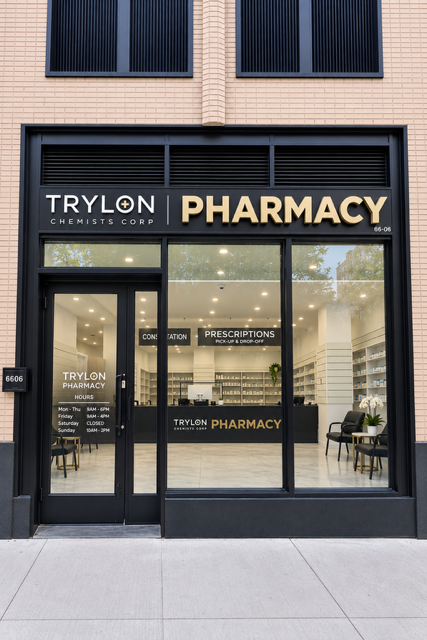 Exterior of Trylon Chemists Pharmacy on 99th Street